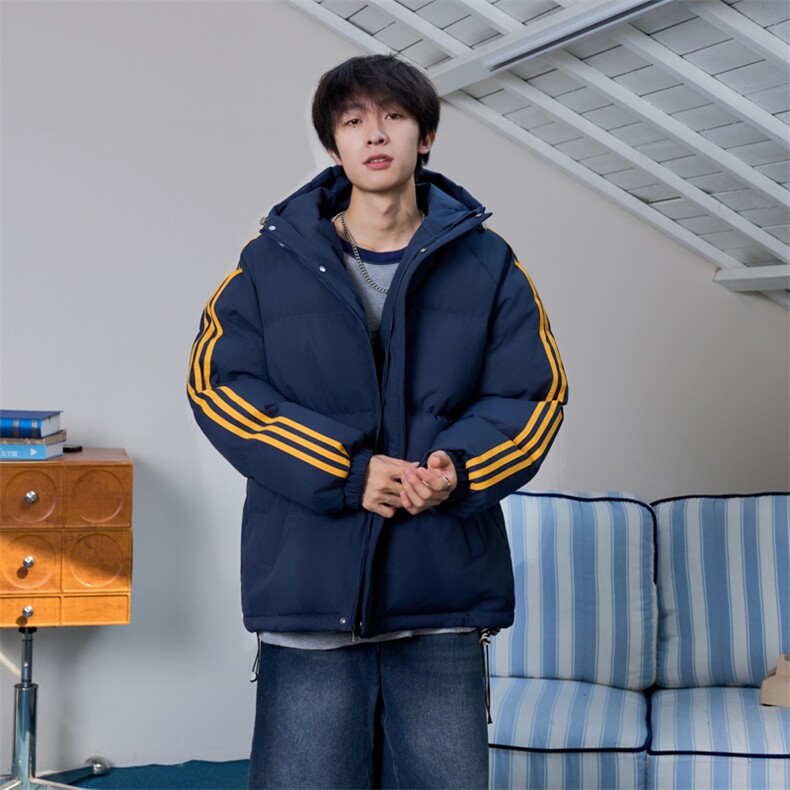 冬季潮流条纹五防立领加绒加厚棉衣情侣撞色棉服外套MY8899-p78,男装棉衣,星座610B-1