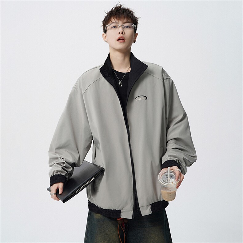 双面穿条纹拼接连帽夹克JK102P80,男装夹克,电商A073