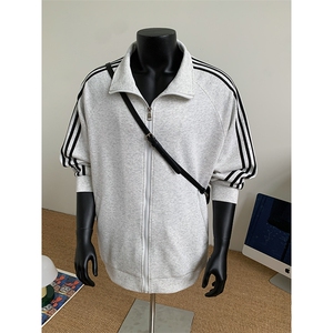 WY5019/P65春装新款高品质不起球织带设计开衫卫衣男潮宽松外套图片