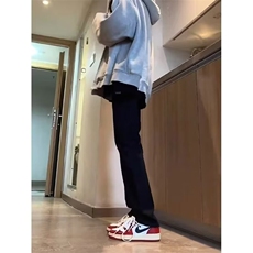 W10882-P38特批网图现货美式复古高街黑色微喇加绒加厚牛仔裤，男装牛仔裤，星座1608