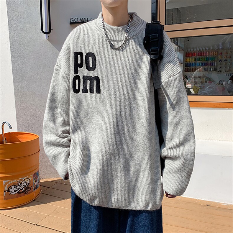 MY15-P43美式宽松型字母印花圆领毛衣，男装针织衫/毛衣，星座1501-1