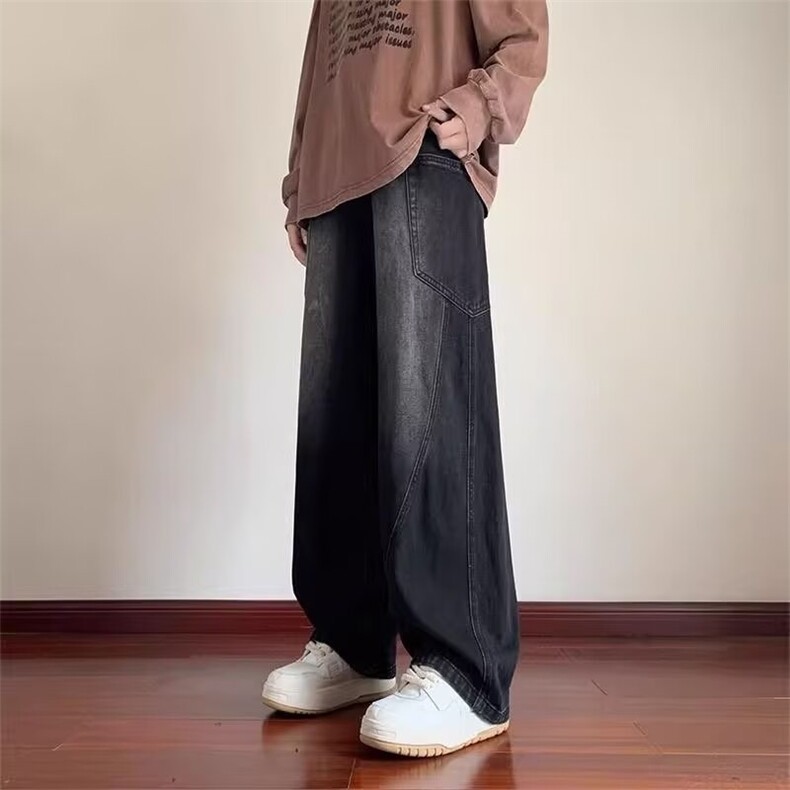 2025牛仔裤男青年新款宽松直筒裤子潮牌美式复古阔腿牛仔裤，男装牛仔裤，星座516A
