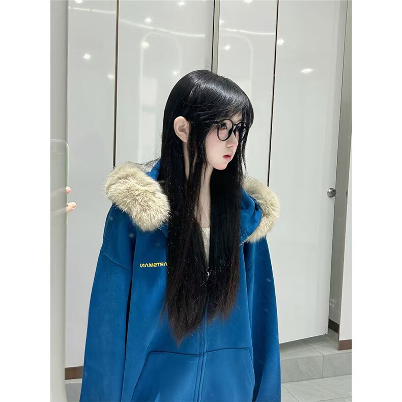 5706-P66现货加绒#毛领可拆卸+刺绣拉链宽松外套,女装短外套,星座617A-2