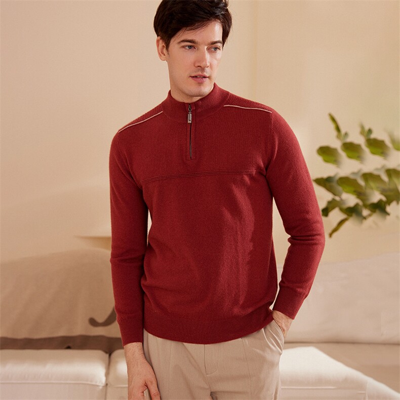 时尚男士秋冬新款立领羊绒衫简约百搭长袖针织毛衣舒适保暖，男装羊绒套衫，绒歆坊