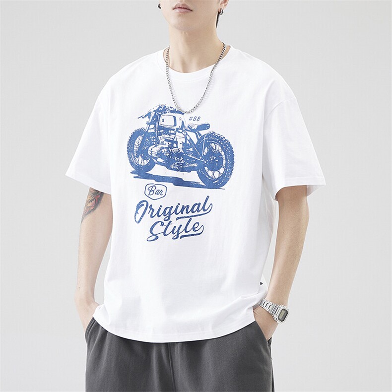 水浆印花工艺重磅洗水短息宽松微落肩款男T恤A329-T8053-P48,男装T恤,电商A329