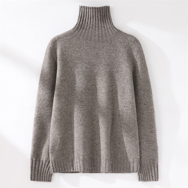 2025年秋季新款百女士七针加厚一线高翻针织衫，女装针织衫/毛衣，锦驼羊绒