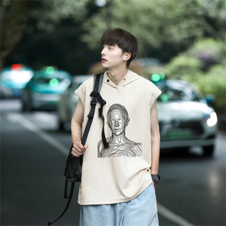 麂皮绒连帽背心坎肩男T恤美式港风JLB430-P30控48图片