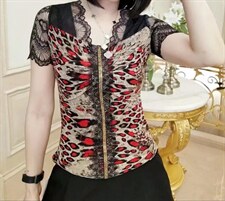 现货印花网蕾丝短袖,其它,赫琳娜