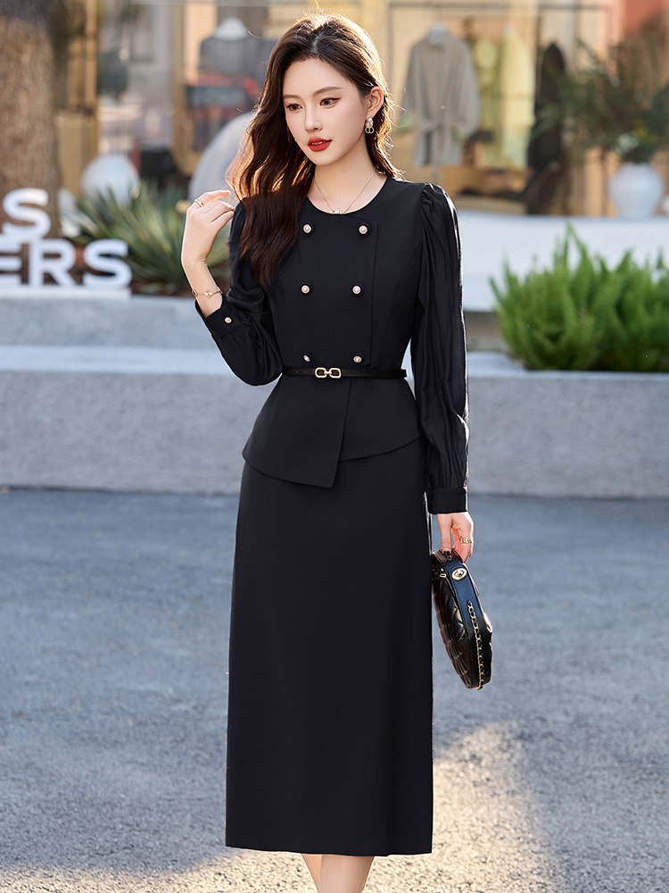 高级感通勤气质裙女2025春夏新款收腰显瘦洋气假两件套连衣裙,女装连衣裙,伊航服饰