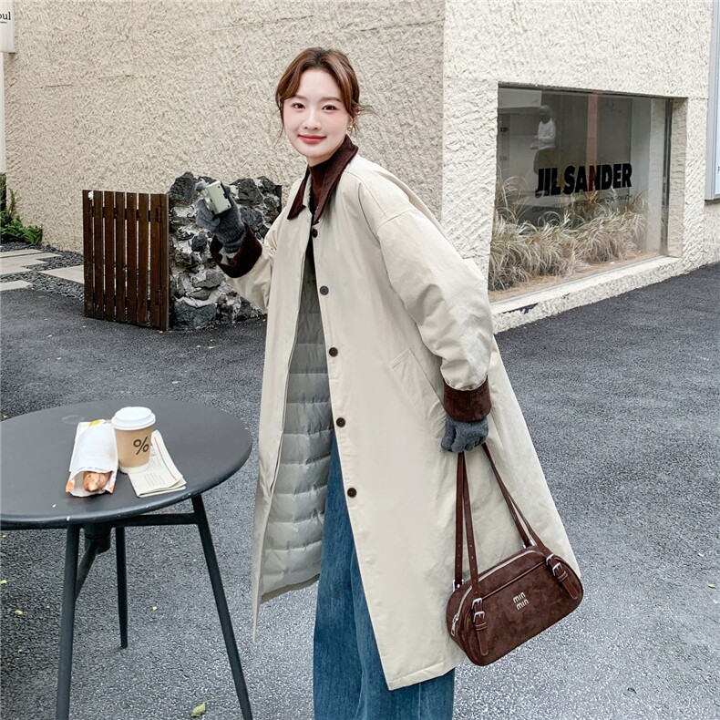 派克服女冬超好看韩版中长款风衣外套，女装派克服，乔安迪