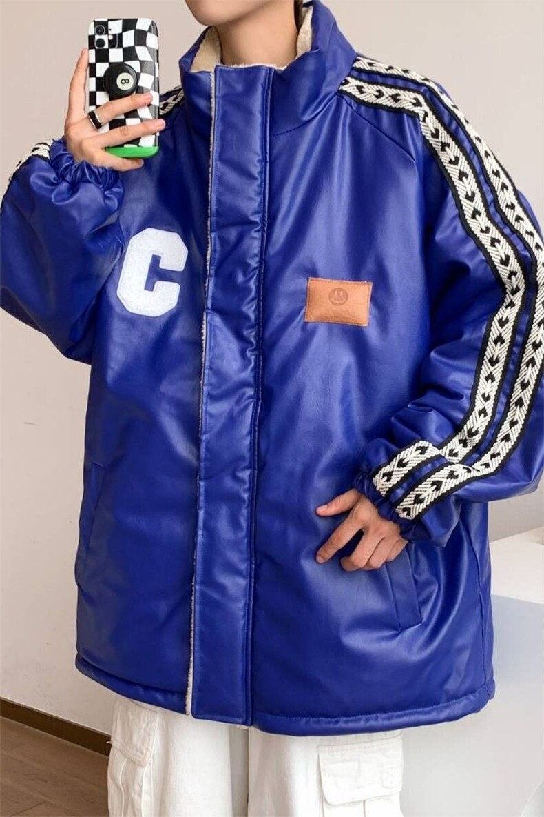 双面穿PU皮衣外套棉衣男加绒情侣棉服面包服棉袄女3323-P90控128,男装皮衣,星座207