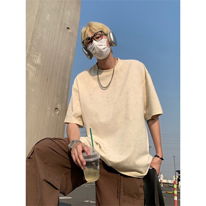 美式重磅做旧短袖t恤夏季圆领宽松半袖情侣上衣T3646-特价P26,男装T恤,电商A007