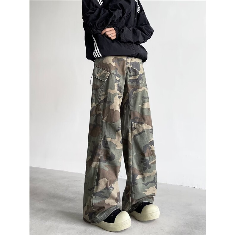 美式迷彩工装裤男女宽松直筒hiphop高街vibe休闲裤现货X8055-p66，男装工装外套，星座1008