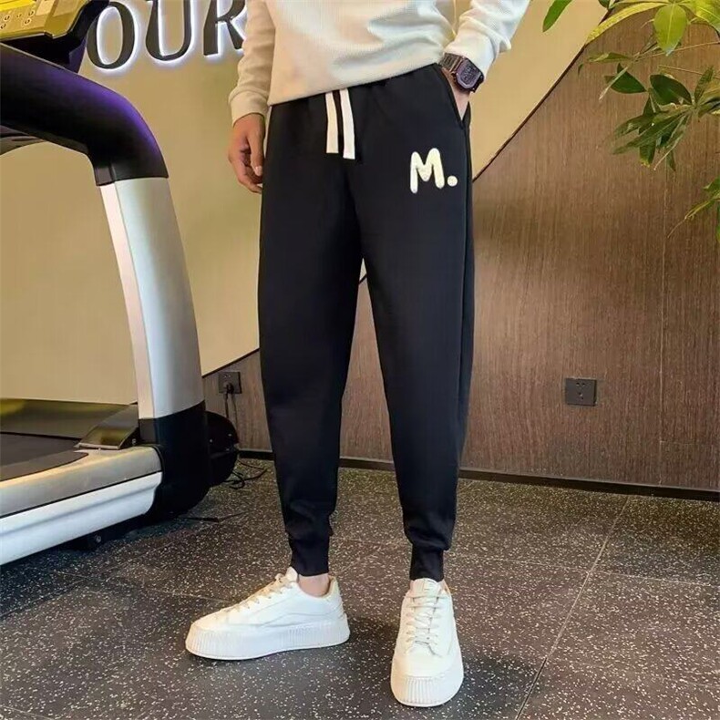 春装重磅卫裤男裤子痞帅ins运动裤2025新款春秋季束脚休闲裤百搭,男装休闲裤,星座506A