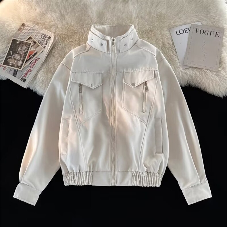 设计感宽肩立领飞行夹克春秋男女休闲长袖上衣机车外套HH7618P94，女鞋休闲鞋，星座1013-5