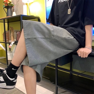 夏季男灯芯绒纯色五分裤宽松型直筒HK72P28图片