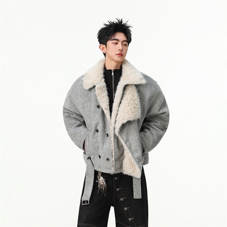 羊毛）复古双排扣毛领棉服男女冬季呢夹克JK1008-特P135-控258,男装夹克,星座216(原A116)