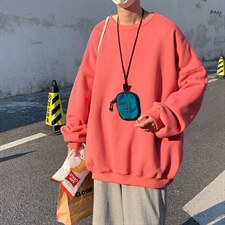 港风模特 10色圆领套头卫衣男时尚外套情侣款  WY98 P25控38图片