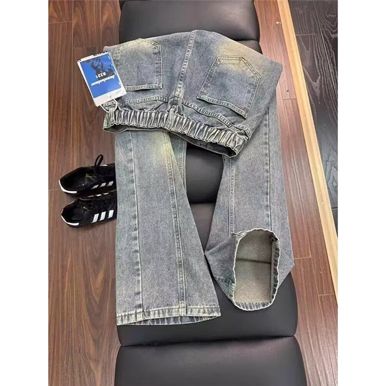 复古微喇牛仔裤男春秋美式高街vibe裤子弯刀显瘦直筒裤LL5711-P45,男装牛仔裤,星座1008