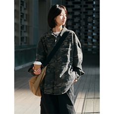 学院风长袖牛仔衬衫男女同款复古港风简约时尚休闲上衣HY697TP55，男装衬衫，电商A102B