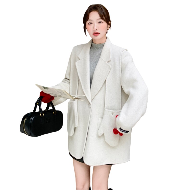 2025冬季西装双面尼70毛送手套围帽（现货）2C375-2519-P275-K418,女装毛呢外套,2C375