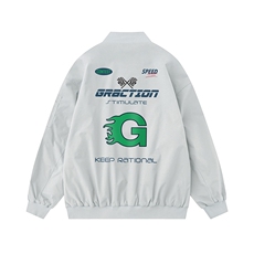 白底新款秋季时尚百搭宽松字母印花潮流夹克外套F367P65控88，男装夹克，电商A247-1