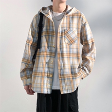 春秋新款男衬衫夹克长袖格子青年格子休闲外套JK0556-P52，男装夹克，星座308B-2