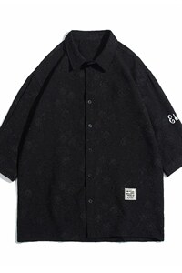 1白底花型衬衫大码M-5XL情侣风七分袖衬衫男QCS7023P45控68图片