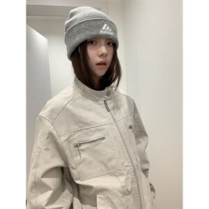 26春装高品质老钱风立领夹克外套男女美式潮牌拉链工装风宽松上衣图片