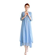 纯色2021年夏季圆领时尚舒适印花无袖简约百搭套装，女装套装/套裙，韩宇舍