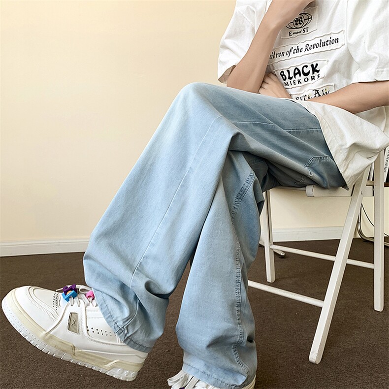 B221美式ins高街小众宽松夏季冰凉冰丝牛仔裤LK24172-P60控78,男装牛仔裤,电商B221