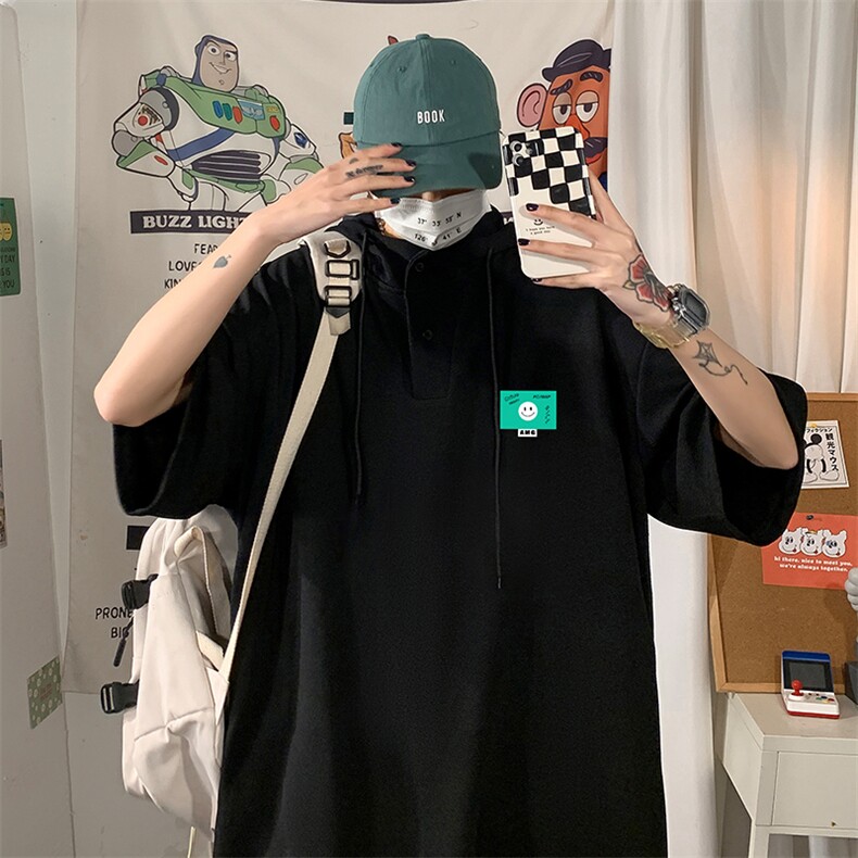 LD54264-P45NASA连帽短袖t恤男大码胖子带帽五分袖中袖海报风,男装T恤,电商A040