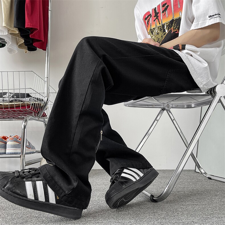 高街vibe牛仔裤男潮牌美式复古水洗黄泥染拉链直筒裤子10700-p45，男装牛仔裤，星座1008