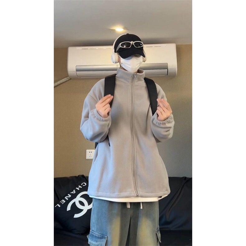 冬季摇粒绒卫衣男加厚男士休闲外套潮流立领内搭A266-D01-特批P35图片