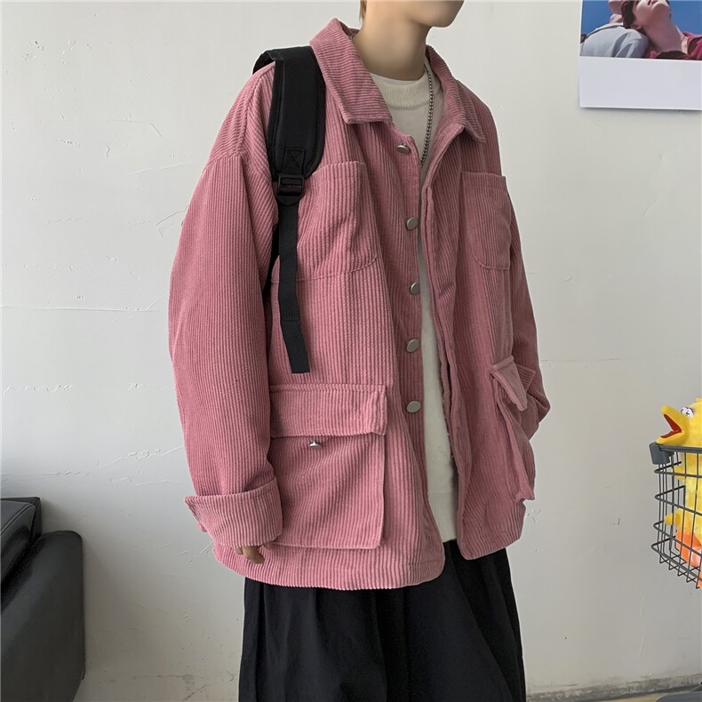 23秋冬日系廓形工装夹克宽松复古灯芯绒外套潮休闲港风H203/P85,男装夹克,钱塘713