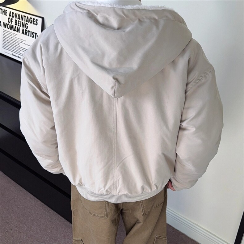 青鸟CYB“一件过冬”1500g仿兔毛重磅座山雕连帽夹克简约棉服外套,男装夹克,星座506A