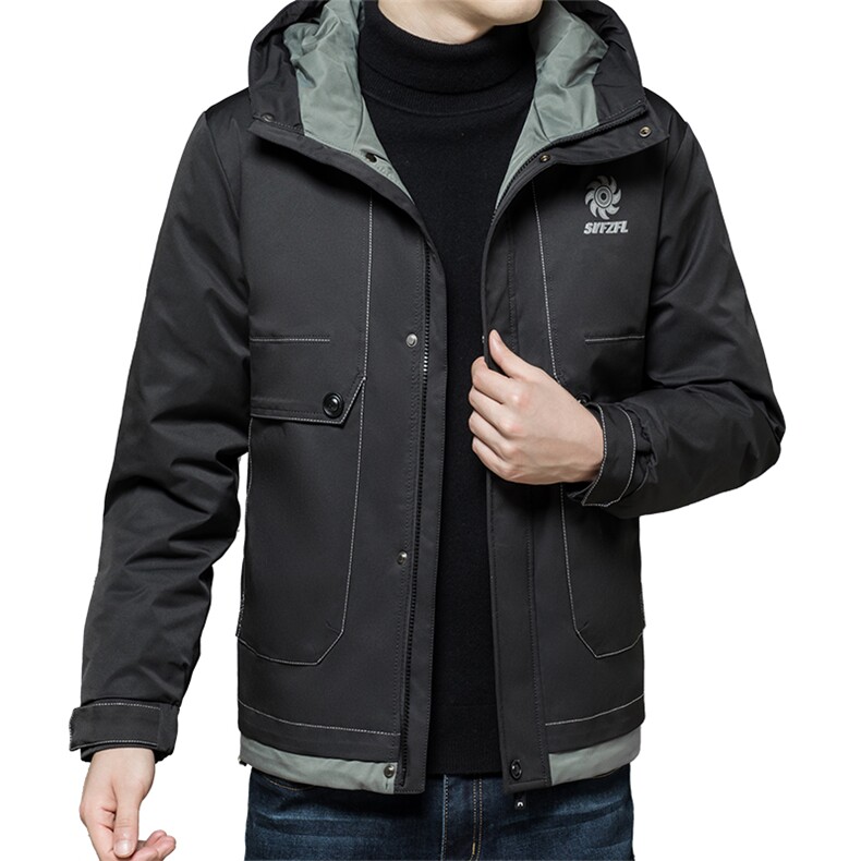 2023冬季新款中年男连帽羽绒服男外套白鸭绒爸爸装XXA7022-5-P335图片