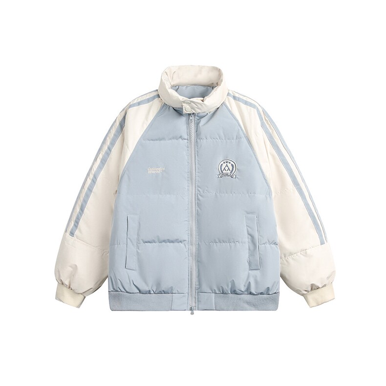 2025冬款侧条纹拼色绣花立领羽绒服-5632-358,男装羽绒服,电商S012（CATTEE）