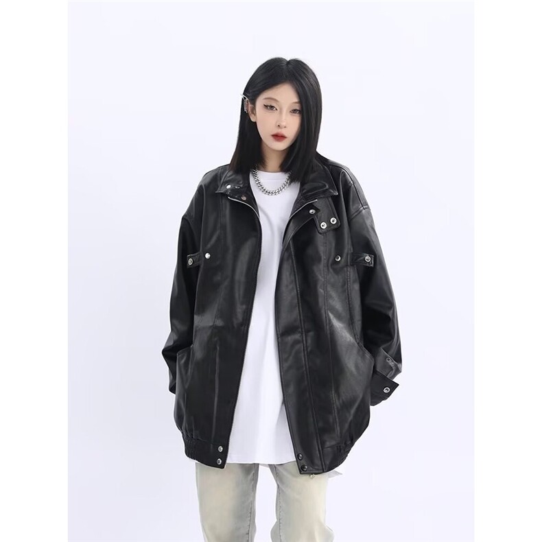 复古机车服皮衣美式多口袋夹克飞行员立领pu皮外套K1021-P75网图,男装夹克,电商B245