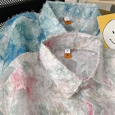 夏季小众很仙碎花衬衫长袖薄款设计感时尚气质防晒衬衣CS308-p45，男装防晒衣，星座302B