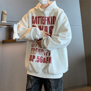 美式复古藏青色重磅卫衣男秋冬款oversize慵懒情侣装欧美潮牌外套图片