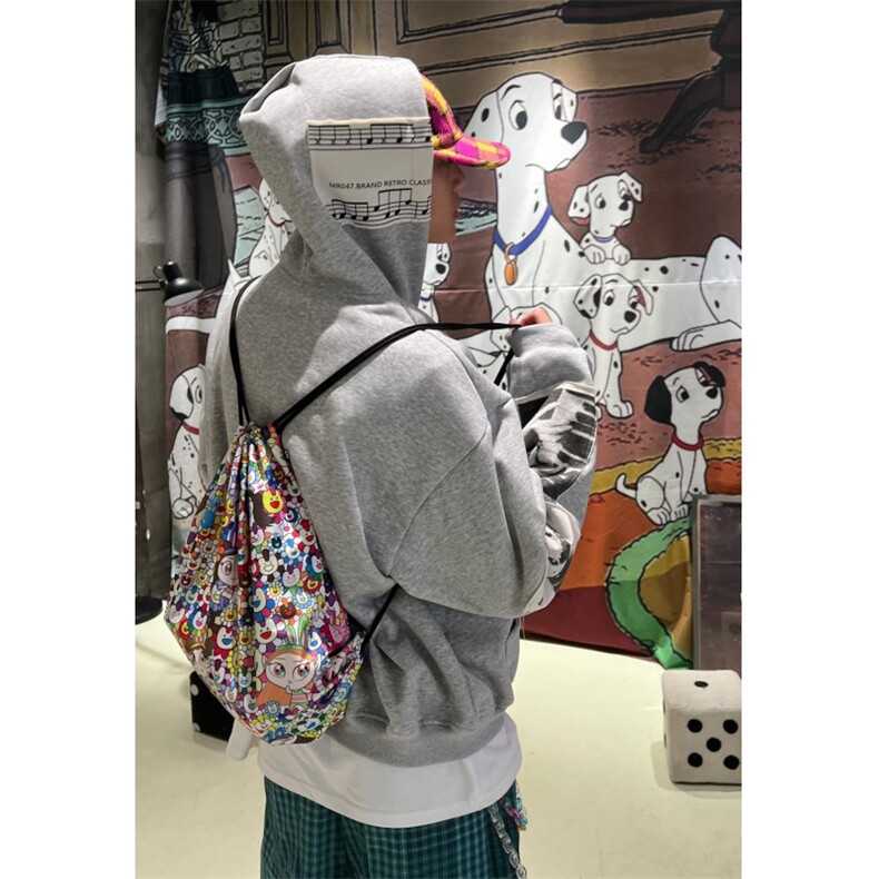 美式复古贴布印花设计连帽卫衣男女宽松开衫帽衫外套,女装短外套,四季星座505