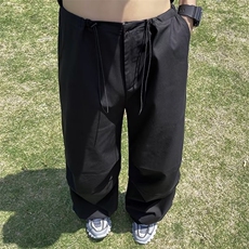 美式辣妹工装裤女夏季新款抽绳打褶宽松休闲裤直筒垂感降落伞裤，男装休闲裤，星座716-3