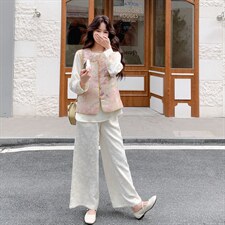 双面穿马甲十衬衣十阔腿裤三件套套裤2C267-117-P245-K365图片