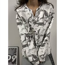 XZ809A/CX615/特P24/控48印花美式V领长袖打底衫卫衣，男装T恤，星座809A(原222-1)