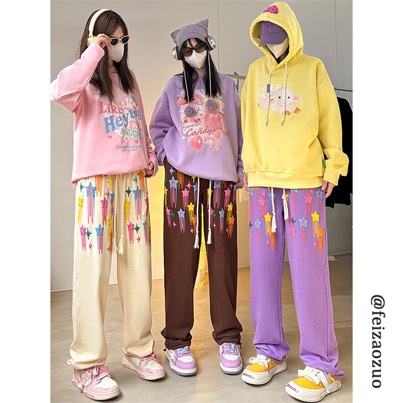 Q2027-TP40控价58秋季新款多巴胺直筒宽松百搭中性学生休闲裤子,男装休闲裤,电商A102-1