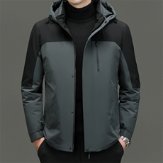DF2387钱塘2020-2新款百搭简约有帽厚款中年男士羽绒服P255，男装羽绒服，钱塘207-2