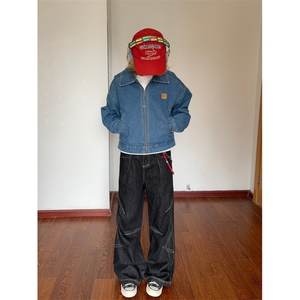 美式做旧牛仔外套男上衣夹克F4904蓝色M-3XL图片