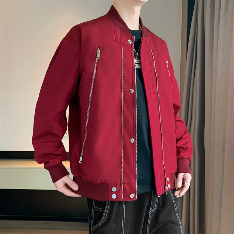 美式棒球服夹克男2025春款大码酷帅港风复古工装外套JK220-P75图片