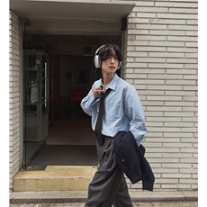 韩版条纹长袖衬衫男潮流寸衫日系休闲衬衣宽松上衣831P50，男装衬衫，星座710